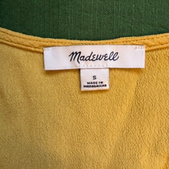 MADEWELL Raelynn Wrap Blouse V-Neck Greek Gold Front Tie Sz Small EUC - Picture 3 of 5